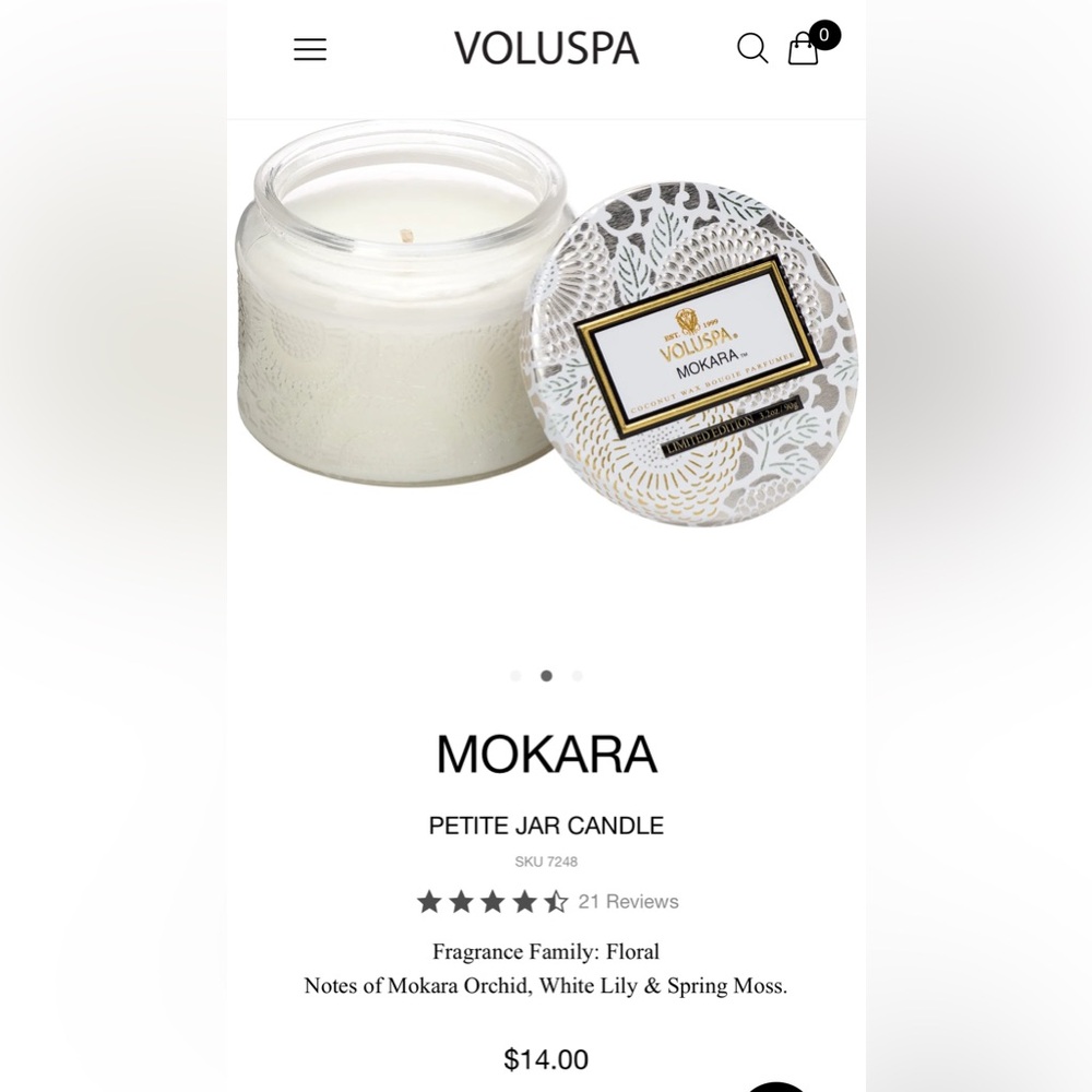 Voluspa Silver Candle with Intricate Design